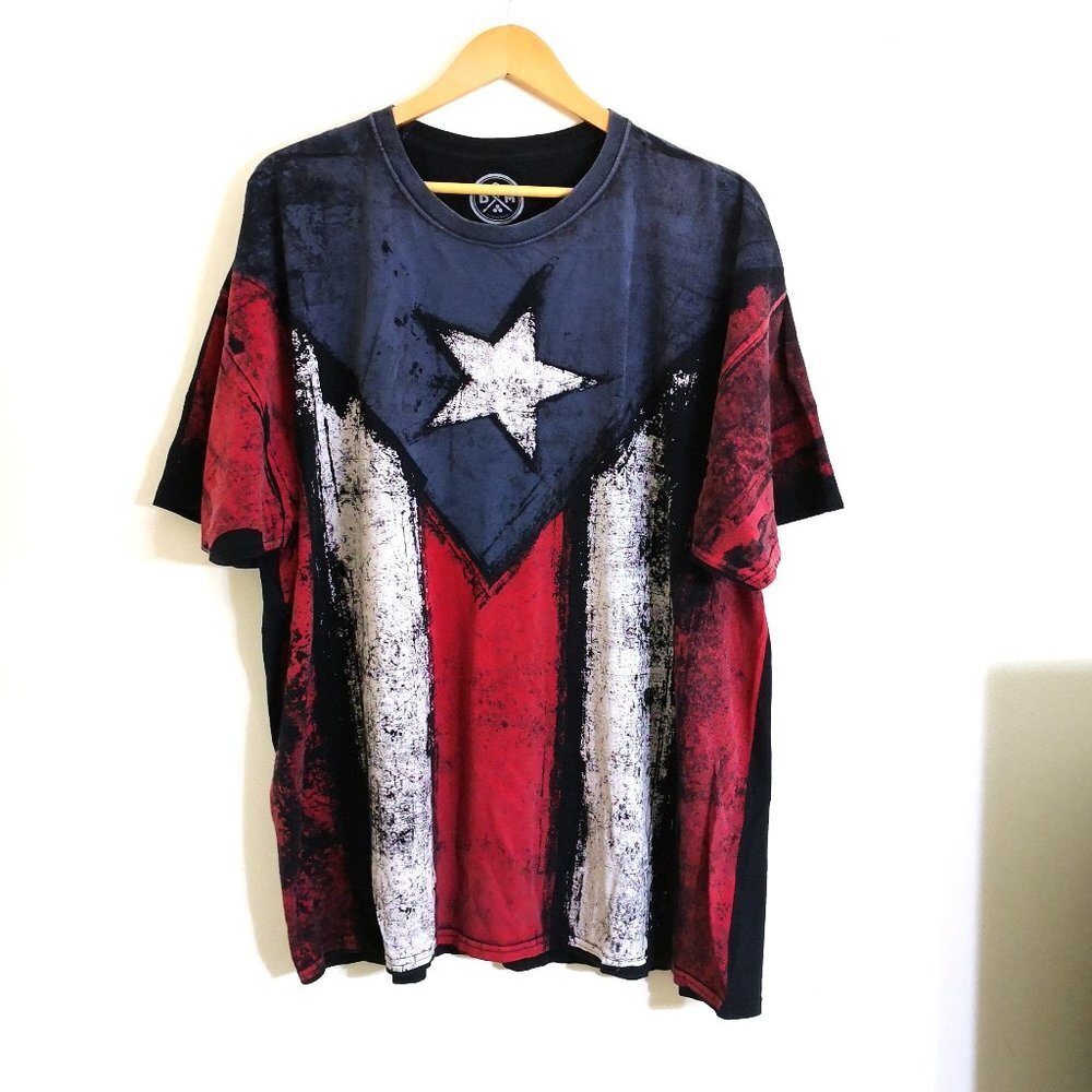 ODM Men's Art Graphic T-shirt Star and Strip Short Sleeves Size 3XL